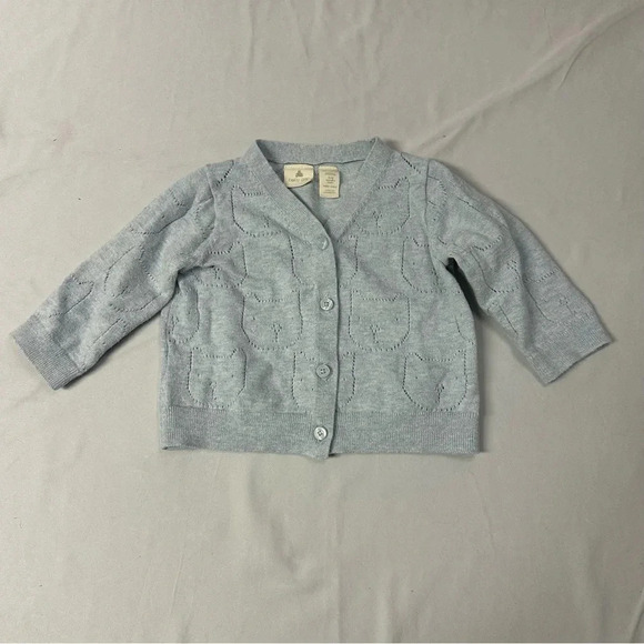 GAP - long sleeve button down cardigan sweater - cat design. size 3-6 months - Picture 1 of 4